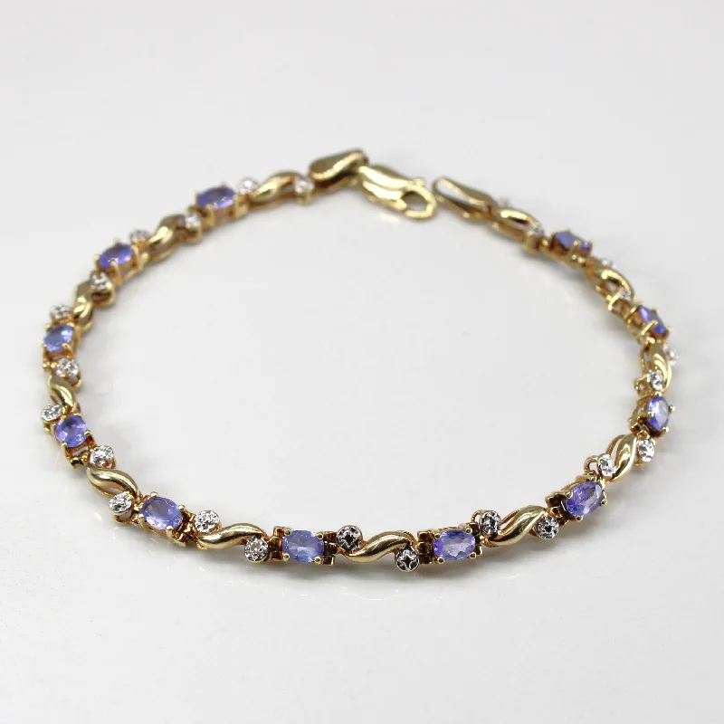 Tanzanite & Diamond Chain Bracelet | 1.65ct | 0.005ctw | 7"|