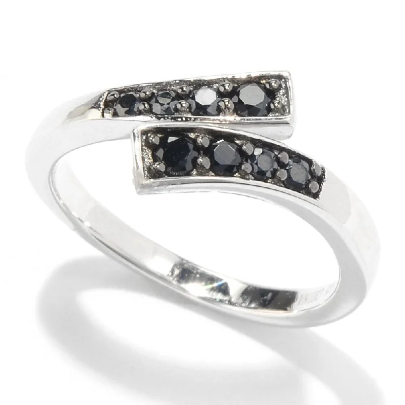 Sterling Silver Black Spinel Open Bypass Toe Ring