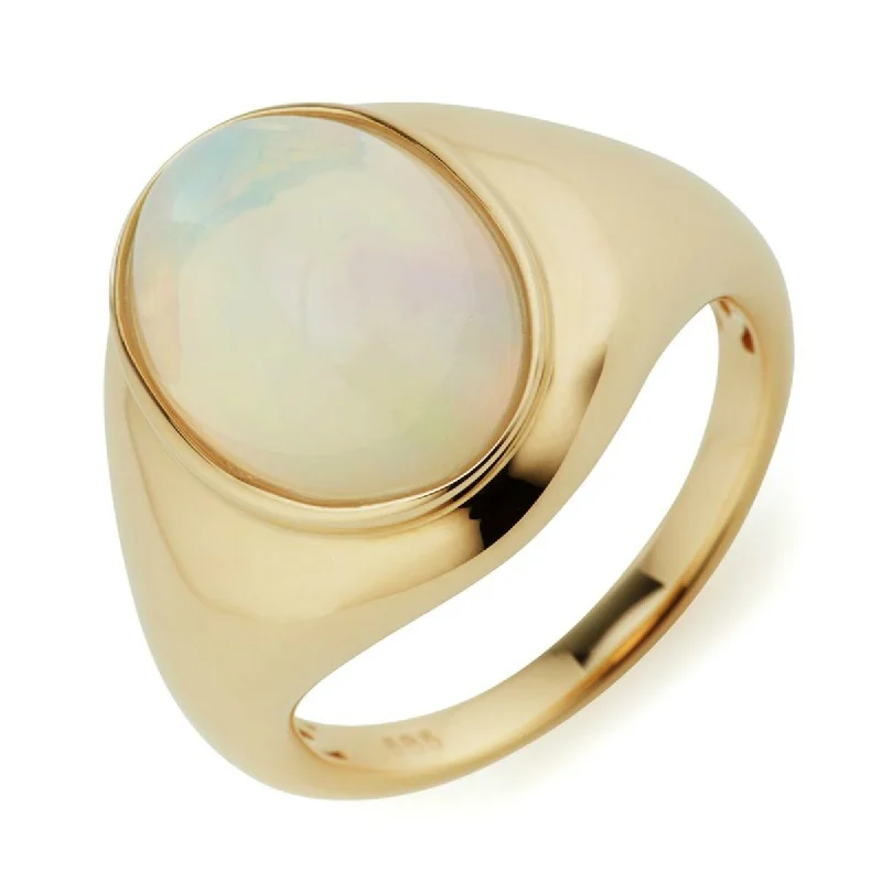 14Kt Yellow Gold Ethiopian Opal Gemstone Solitaire Ring