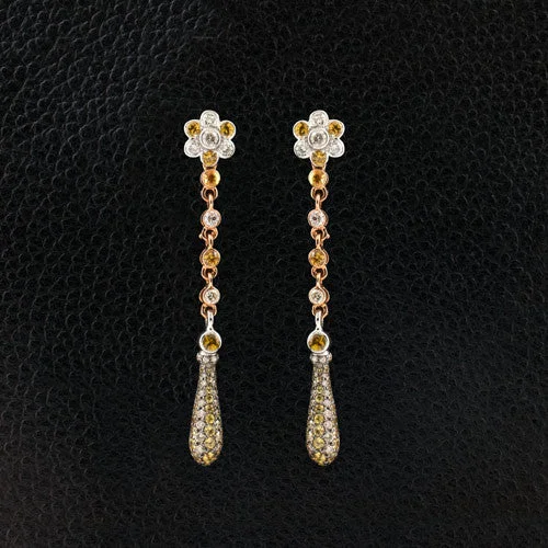 Yellow Sapphire & Diamond Dangle Earrings