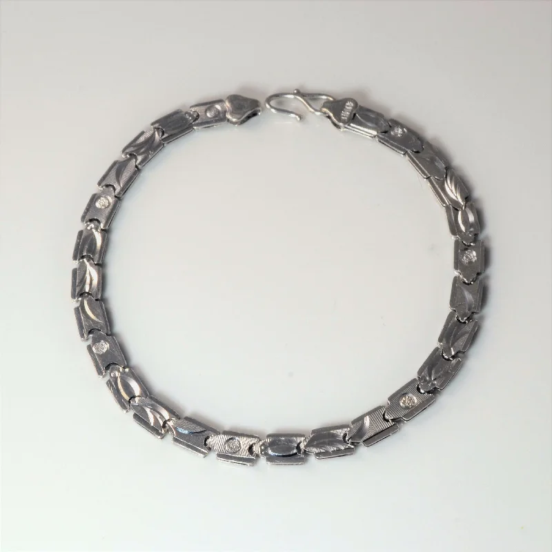 Reversible Patterned Platinum Chain Bracelet | 7" |