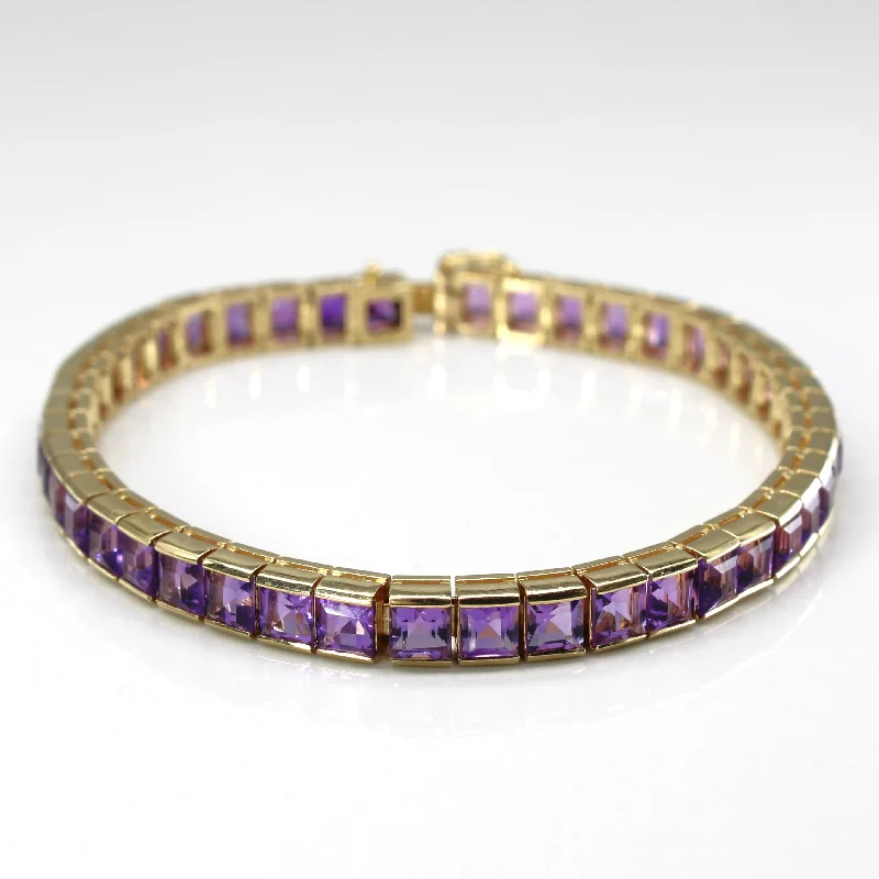 Semi Bezel Amethyst Chain Bracelet | 11.00ctw | 7"|