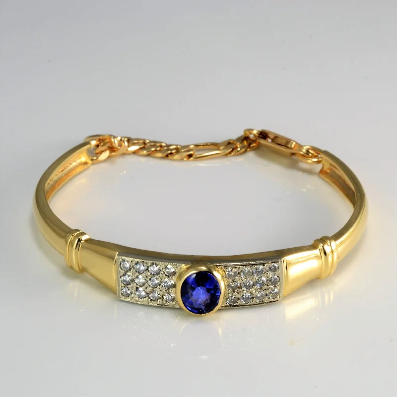 Tanzanite & Cluster Diamond Bangle Bracelet | 0.75 ctw, 7.5''|