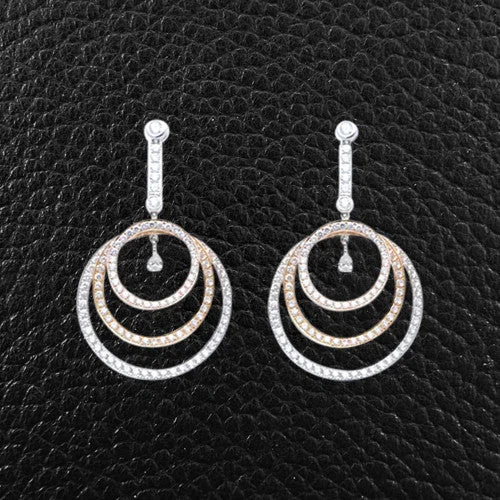 Diamond Circle Dangle Earrings