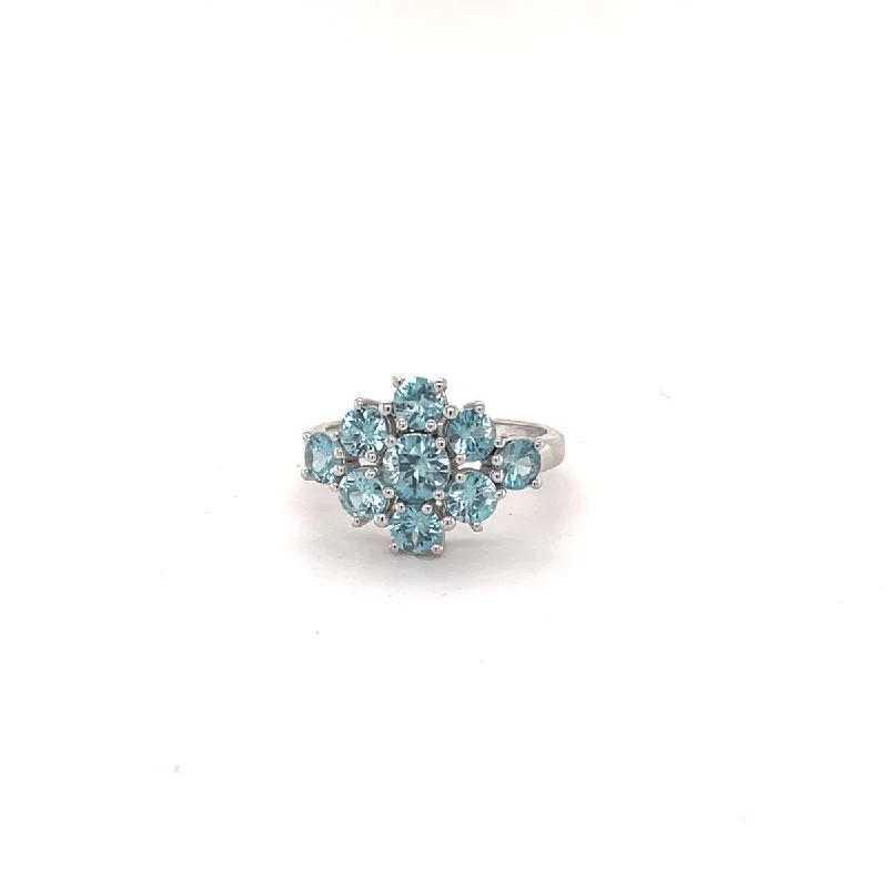 925 Sterling Silver Blue Zircon Gemstone Ring