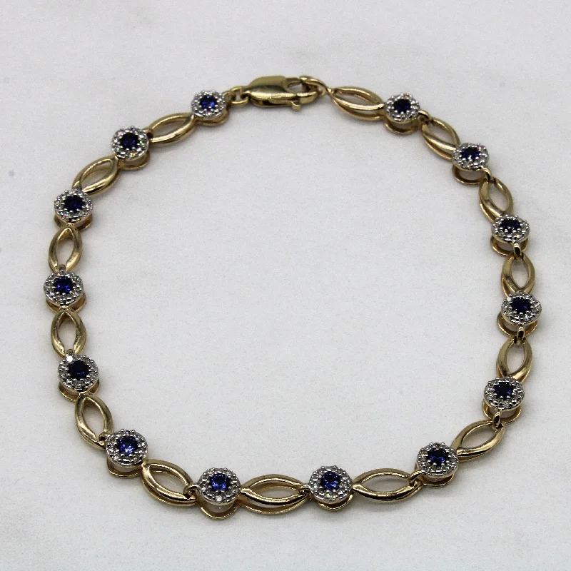 Synthetic Sapphire & Diamond Bracelet | 0.56ctw, 0.20ctw | 7" |