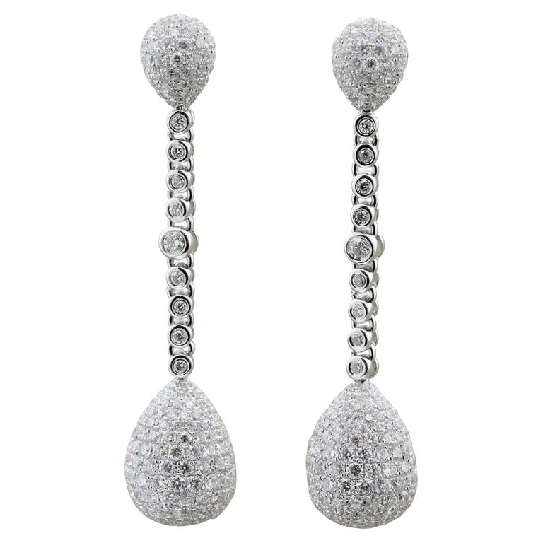 Diamond Pave Gold Drop Earrings