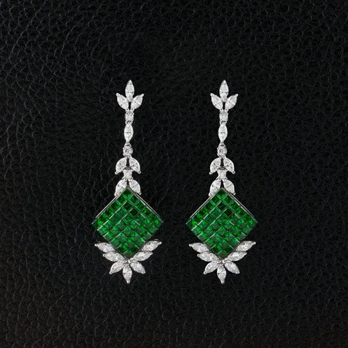 Tsavorite & Diamond Dangle Earrings