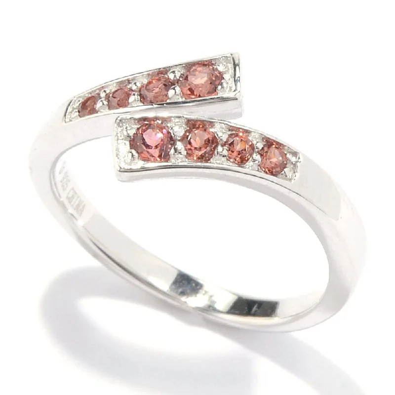 Sterling Silver Red Garnet Open Bypass Toe Ring