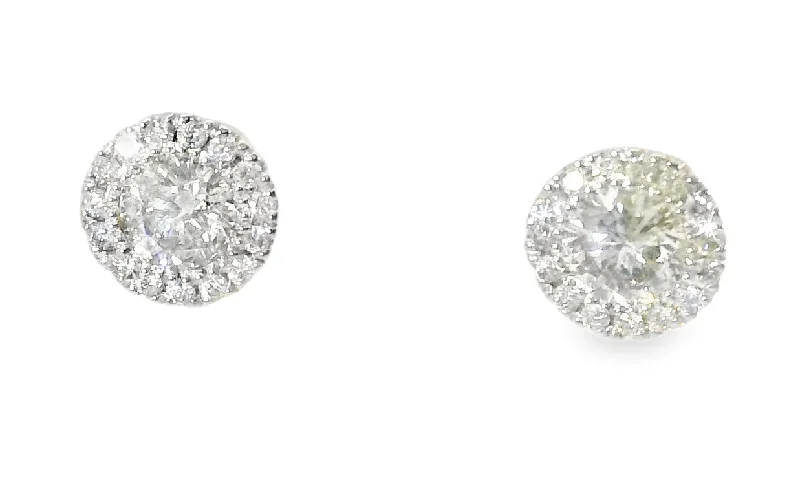 Fabulous Estate 14K White Gold Diamond Solitaire Stud Studs Earrings