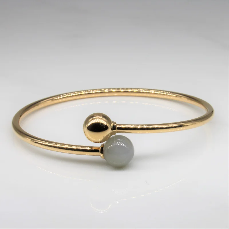 Tiffany & Co. 18K Rose Gold Gray Moonstone 8mm HardWear Ball Bypass Bracelet | 5.5" |