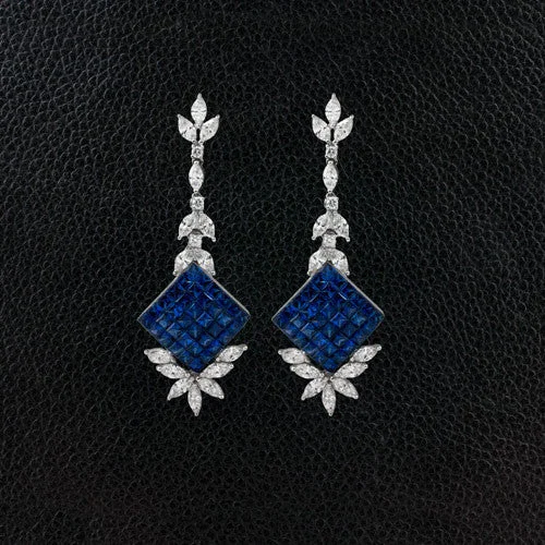 Sapphire & Diamond Dangle Earrings