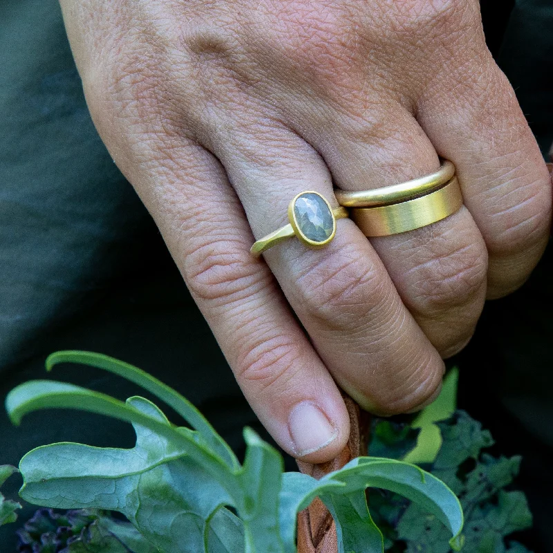 Oval Salt & Pepper Diamond Ring