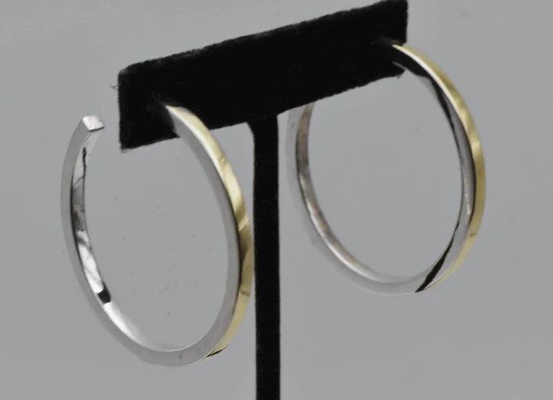 Vintage Sterling Silver and Gold Tone 3/4 Hoop Earrings