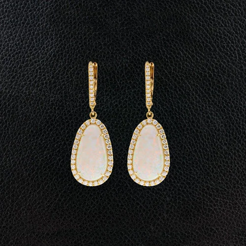 Opal & Diamond Dangle Earrings