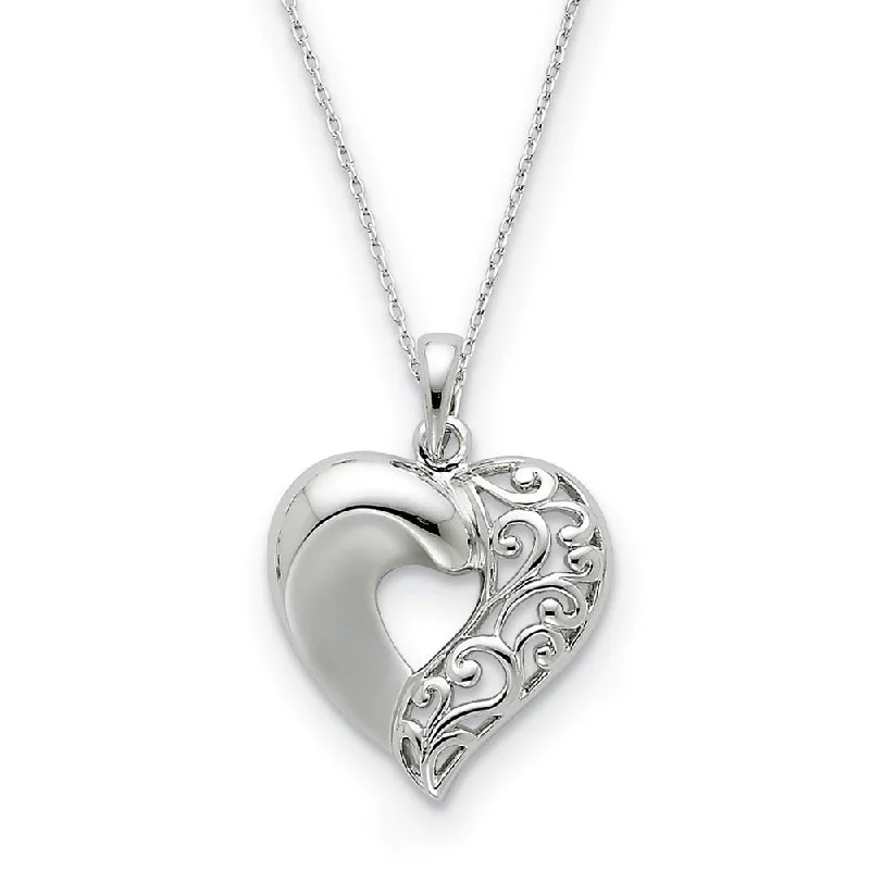 Rhodium Plated Sterling Silver Close To My Heart Necklace, 18 Inch