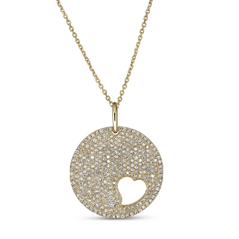 14KT 0.95CTW PAVE ROUND DIAMOND MOMMY & ME CIRCLE NECKLACE