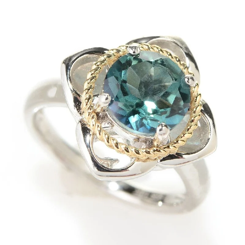 Two-tone Sterling Silver and 14k Topaz Flower Ring