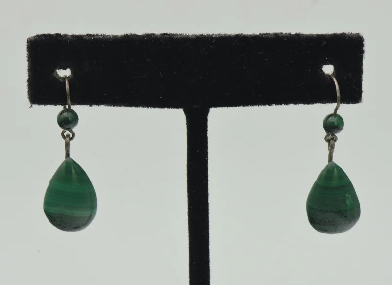 Vintage Handmade Malachite Dangle Earrings