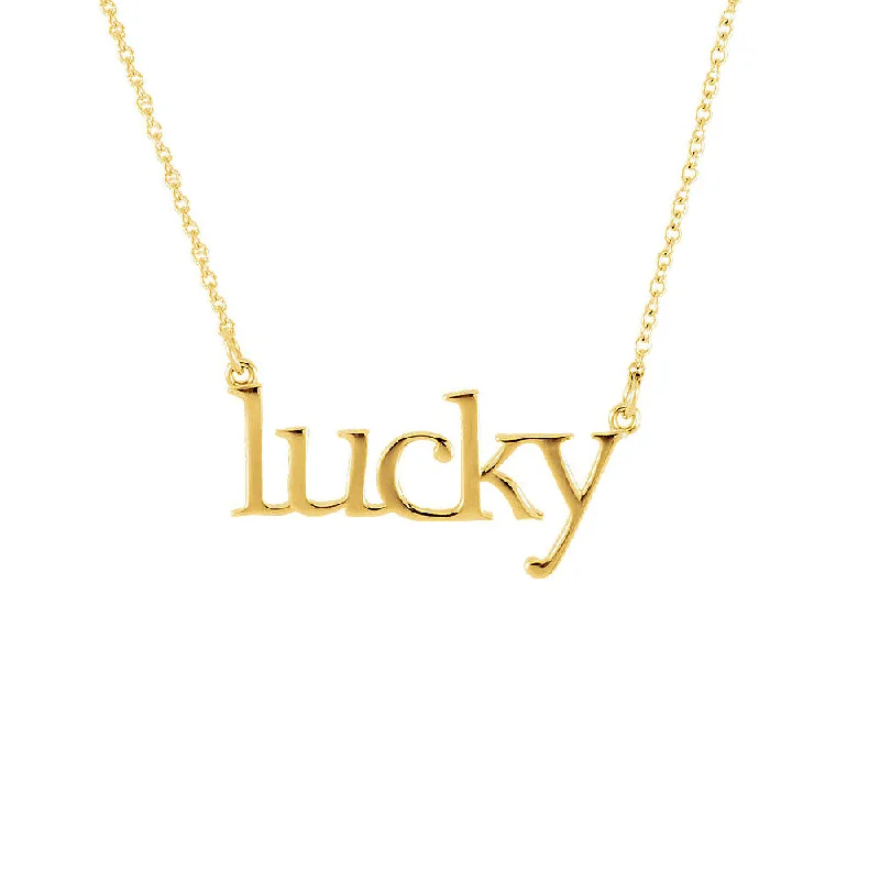 Lucky Script Necklace in 14k Yellow Gold, 16.25 Inch