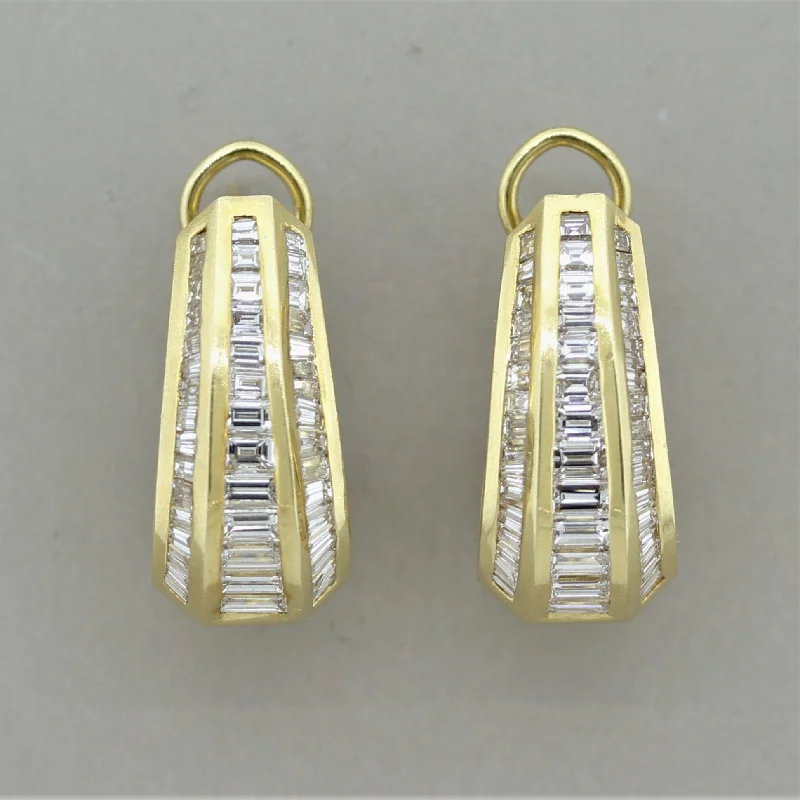 Long Diamond Gold Cascade Earrings, Circa 1970’s