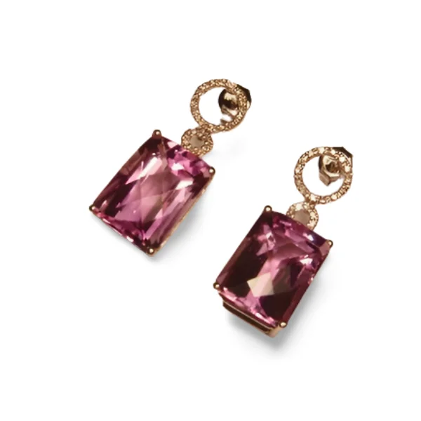 Beautiful 18K White Gold Diamond Amethyst Drop Earrings