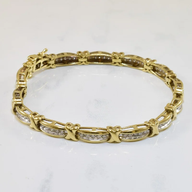 Two Tone XO Diamond Channel Bracelet | 0.70ctw | 7.5" |