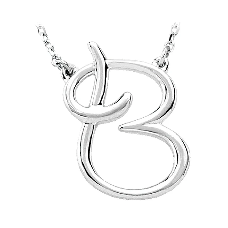 Sterling Silver, Olivia Collection, Medium Script Initial B Necklace