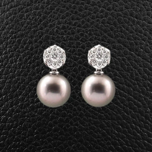 Tahitian Pearl & Diamond Earrings