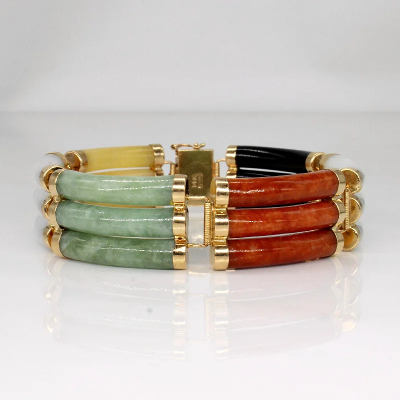 Multi Colour Jade Bracelet | 82.50ctw | 7.25" |