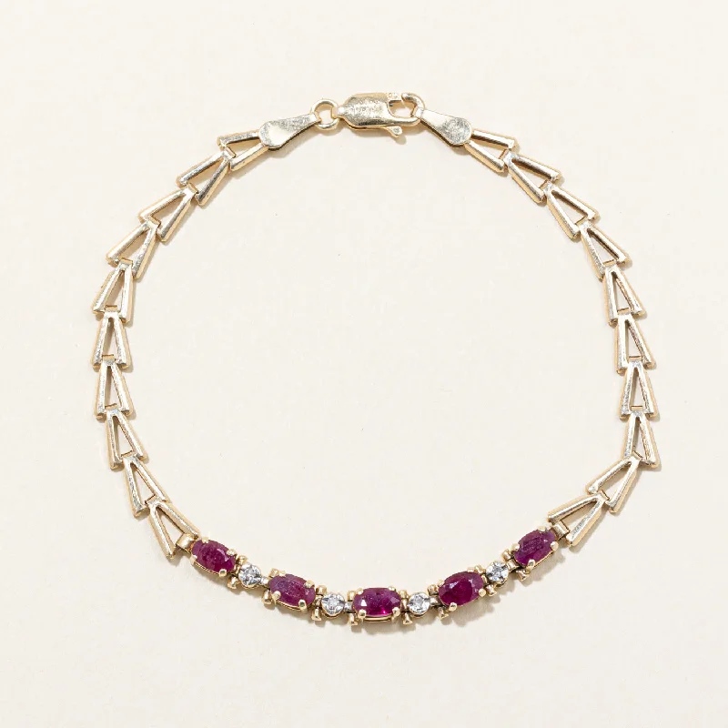 Ruby & Diamond Bracelet | 1.00ctw, 0.02ctw | 7" |