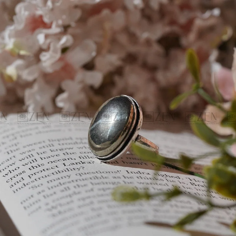 Pyrite Stone Ring Polished