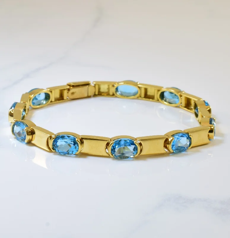 Tension Set Blue Topaz Bracelet | 14.00ctw | 7.75" |