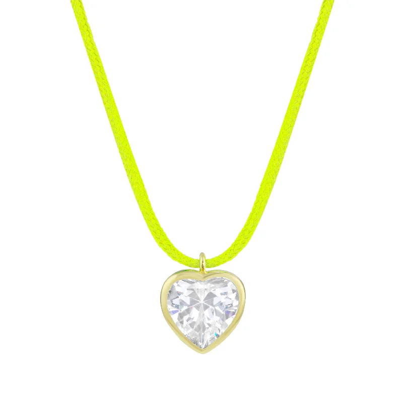 Bezel Heart String Necklace