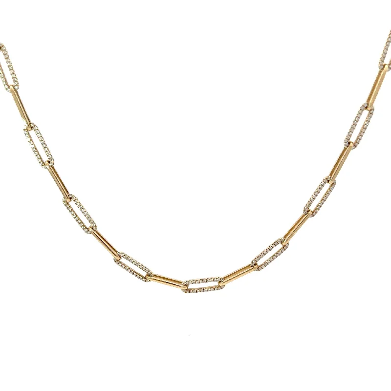 14 KARAT YELLOW GOLD 1.15 CARAT ROUND DIAMOND PAPERCLIP NECKLACE 16.25"