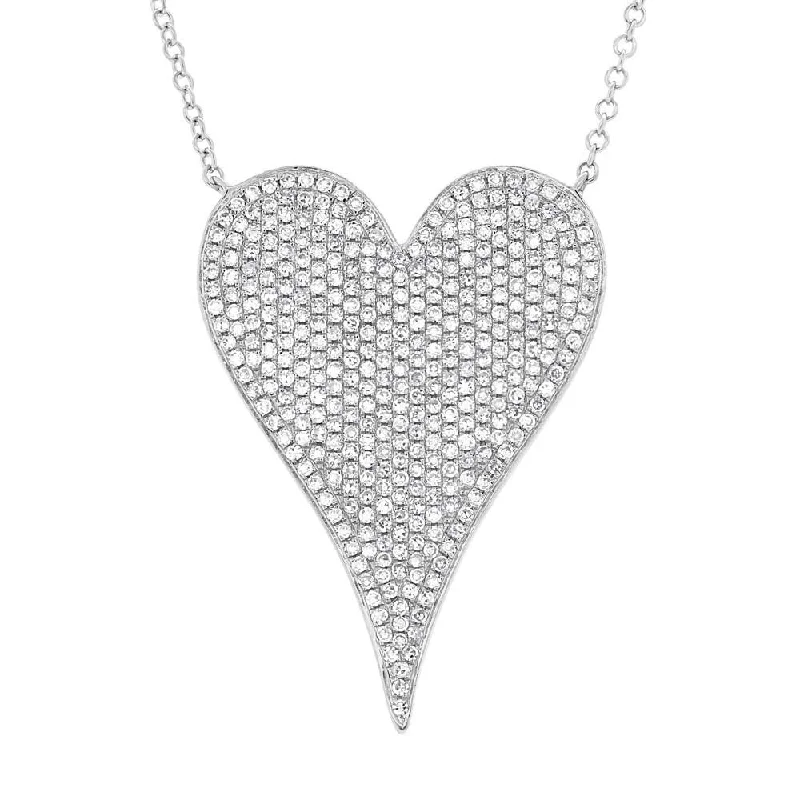 14KT GOLD 0.83 CTW DIAMOND PAVE HEART NECKLACE