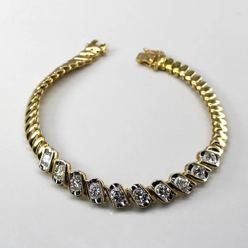 Tension Set Diamond Chain Bracelet | 1.62ctw |6.5"|