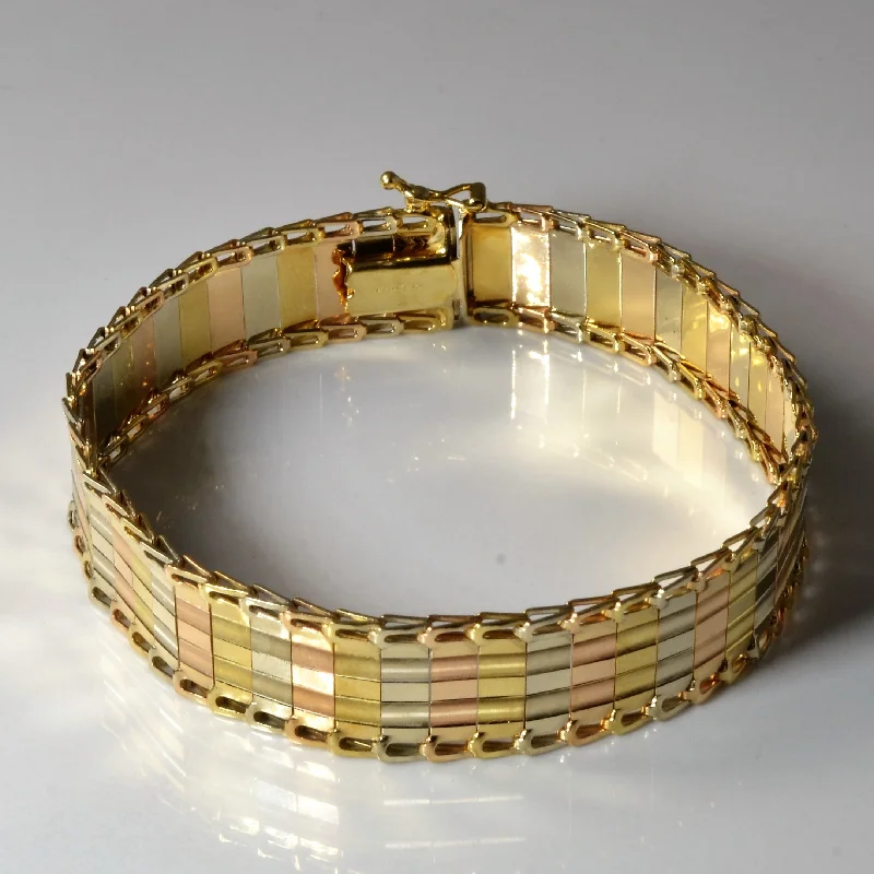 Tri Tone Gold Heavy Link Bracelet | 7" |