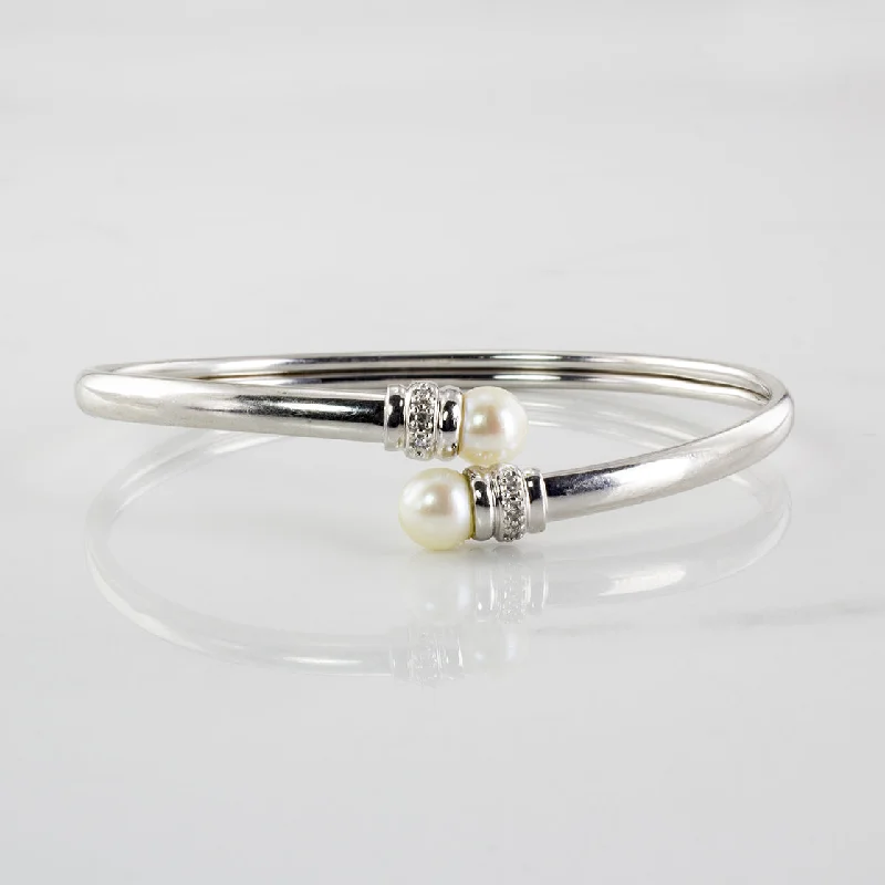 Pearl Bypass Bangle Bracelet | 4.25ctw, 0.02ctw | 7.5" |