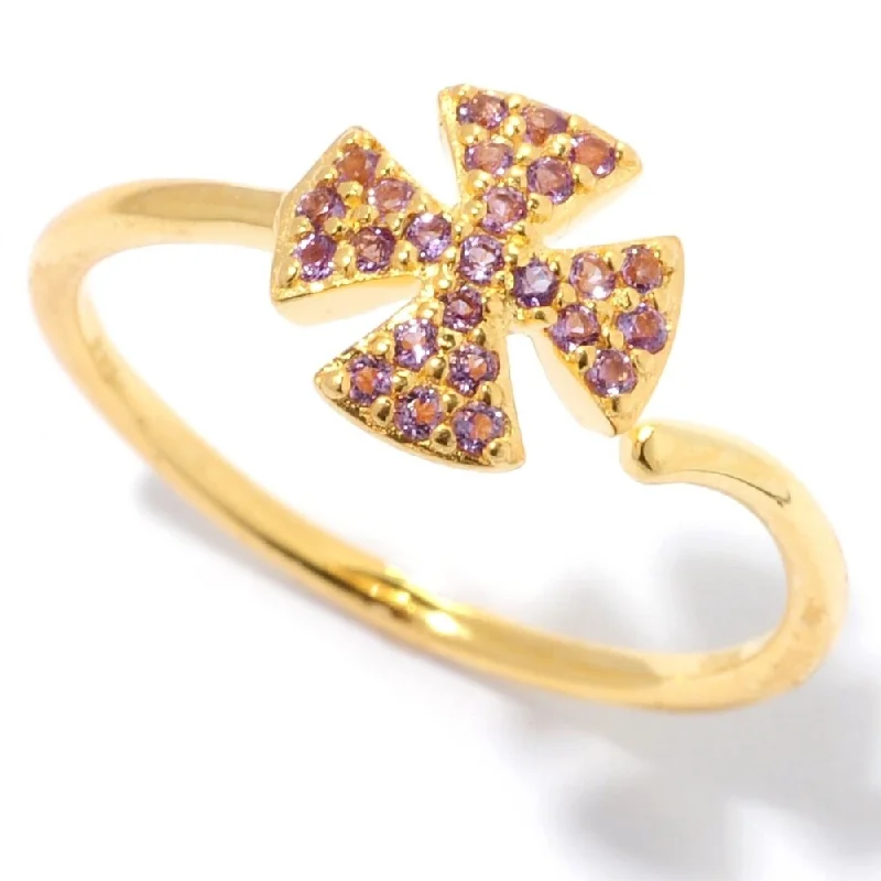 18k Yellow Gold Plated Over Sterling Silver African Amethyst Ring