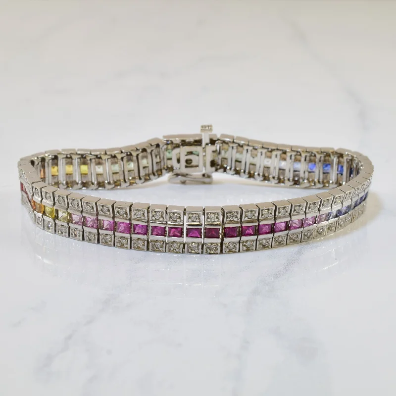 Rainbow Gem & Diamond Bracelet | 5.30ctw, 1.14ctw | 7.5" |