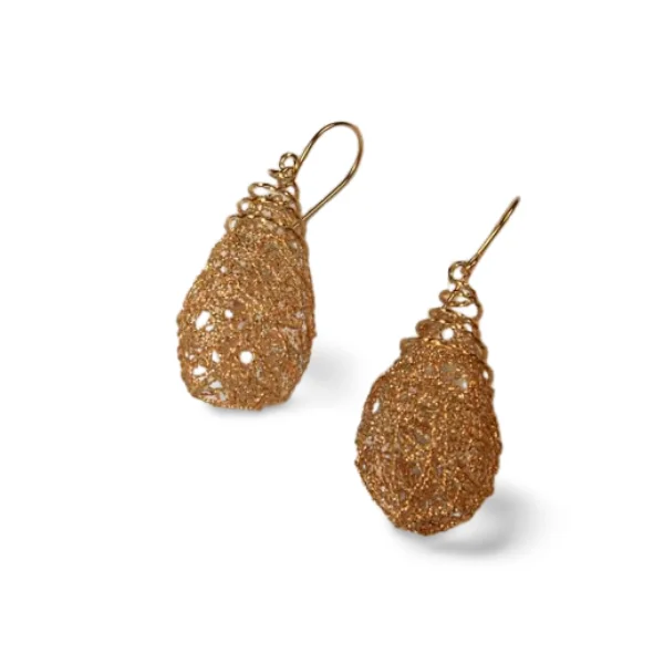 Gorgeous 14K Yellow Gold Delicate Filligree Dangle Drop Earrings