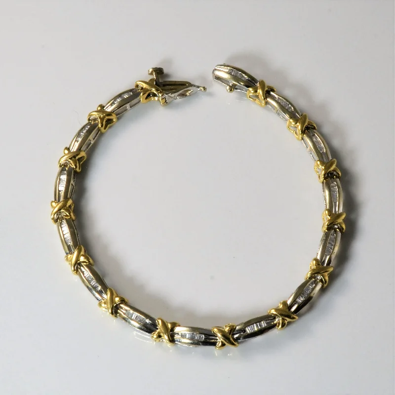 Two Tone Baguette Diamond Bracelet | 0.18ctw | 6.5" |