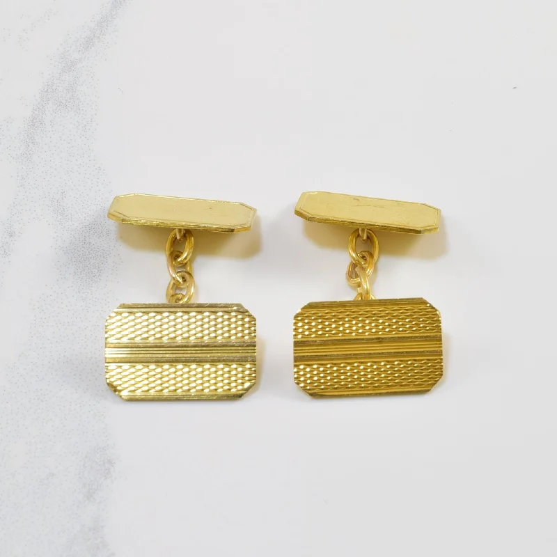 Textured 9k Yellow Gold Cufflinks |