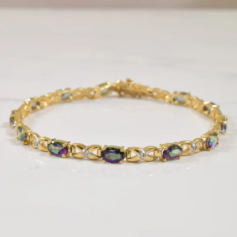 Mystic Topaz & Diamond Bracelet | 6.00ctw, 0.06ctw | 7.5" |