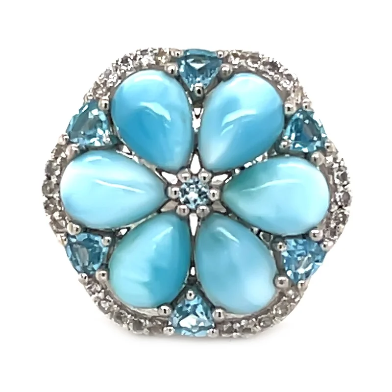 925 Sterling Silver Larimar Ring