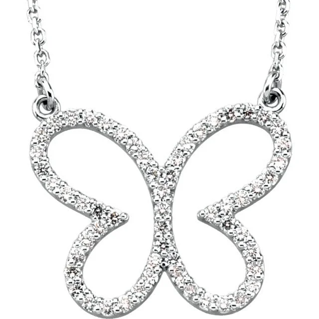 14KT GOLD 1/4 CTW DIAMOND BUTTERFLY 16" NECKLACE