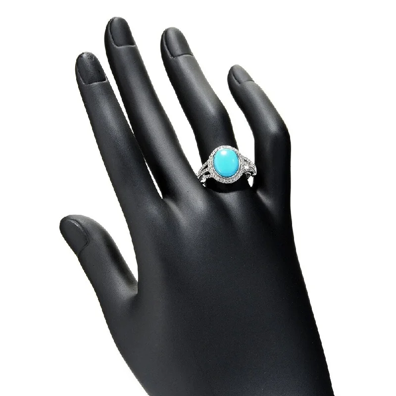 Sterling Silver Sonora Beauty Turquoise & White Topaz Ring