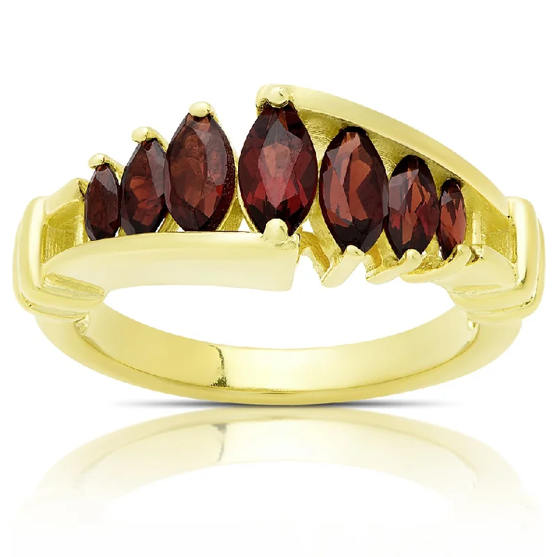 Dolce Giavonna Gold Over Sterling Silver Garnet Marquise Ring