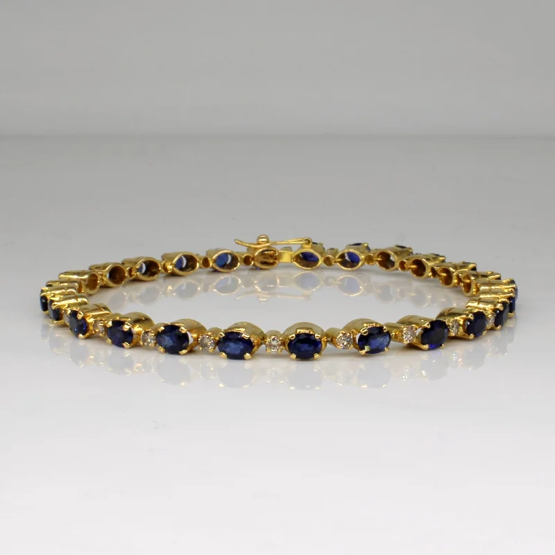 Sapphire & Diamond Tennis Bracelet | 4.16ctw, 0.75ctw | 7.5" |